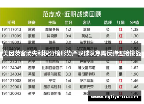 美因茨客场失利积分榜形势严峻球队急需反弹迎接挑战